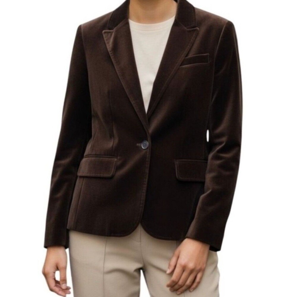 J Crew VTG Velvet Blazer Women 8 Chocolate Brown Jacket Dark Academia